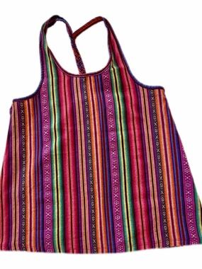 Crazy Train Boho Tank Top Women Small Multicolor Striped Festival NWOT western